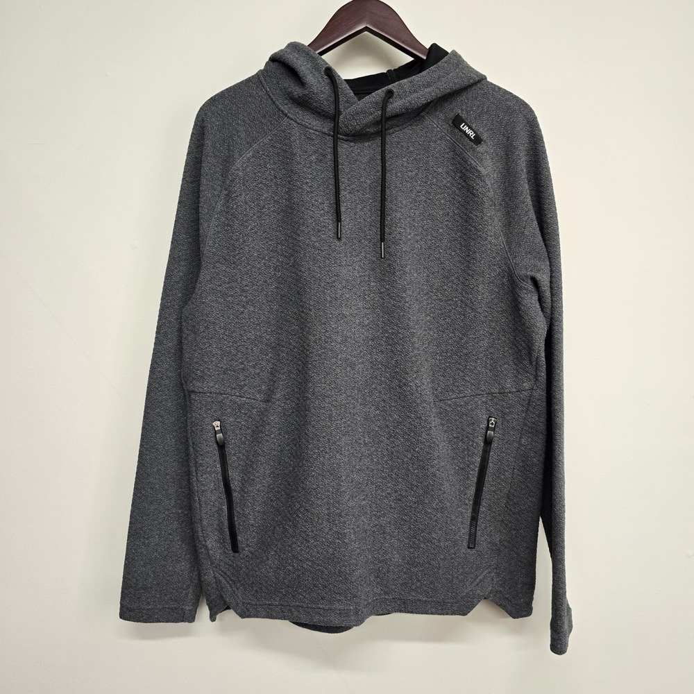 UNRL Textured Knit Hoodie Mens Large Gray Zipper‎ Pockets Athletic Gorpcore